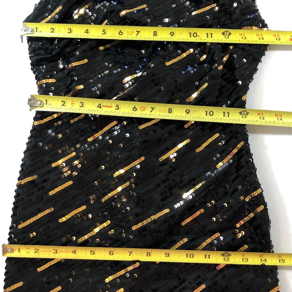 GS Jodi Kristopher Black & Gold Sequin Short Prom Dress Sexy Black Dress’s Small - Picture 7 of 9